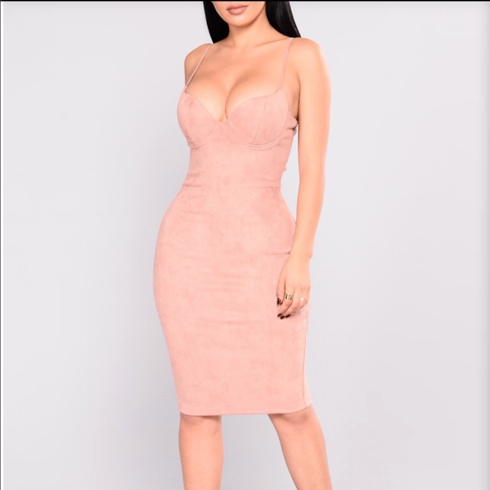 pink suede dress